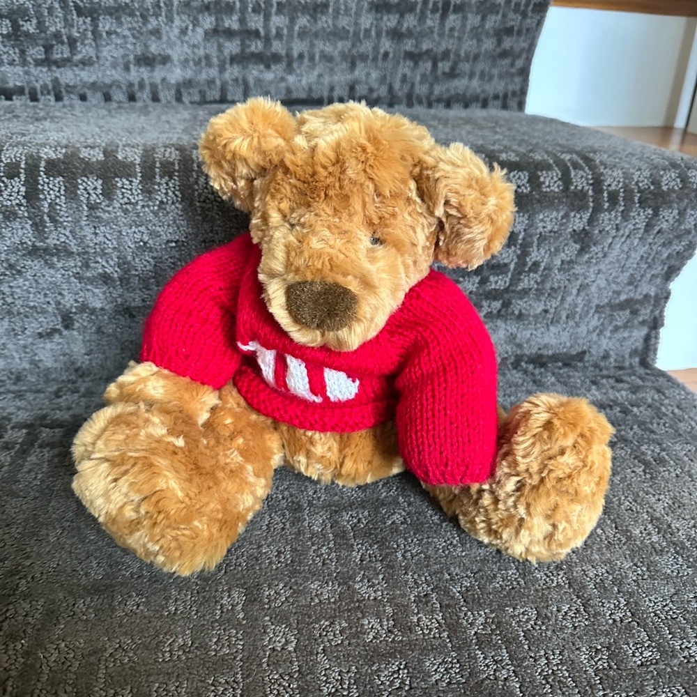 Vintage M&M's World Brown Bear 12" Red Sweater Official Stuffed Toy